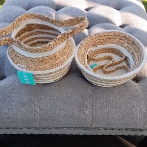Pillowfort Natural and Cream Woven Basket Set